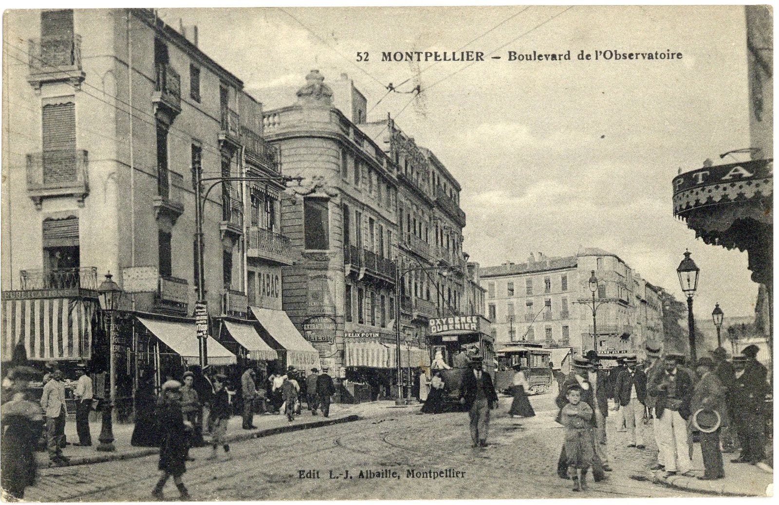 Le boulevard de l’Observatoire en 1916, carte postale (Archives de Montpellier)