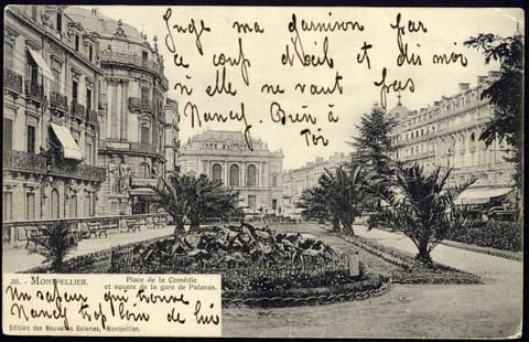 Place de la Comédie et square de la Gare de Palavas
