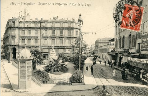 1869, Montpellier, Square de la Préfecture et rue de la Loge