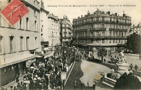 Meeting viticole de Montpellier, 9 juin 1907, Place de la Préfecture