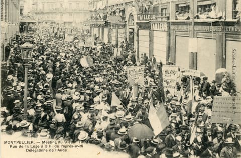 Meeting du 9 juin 1907, Rue de la Loge à 3h de l'après-midi, Délégations de l'Aude