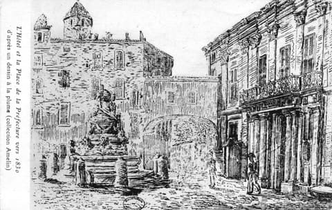 L'Hôtel et la Place de la Préfecture vers 1830