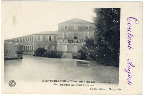 Inondation du Lez (15 octobre 1907) Son étendue au Pont Juvenal